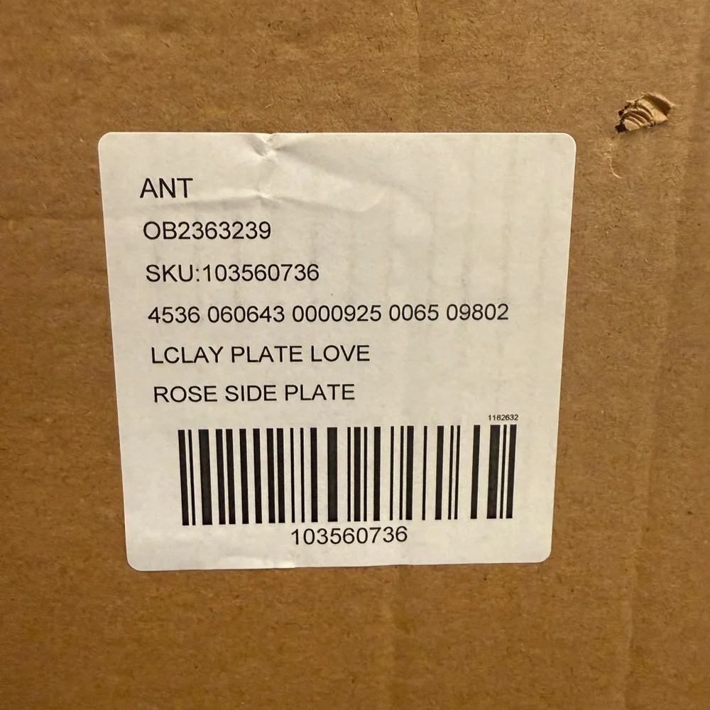 Anthropologie L&Clay Stoneware Dessert Plate | Love is Love | Rose | NIB